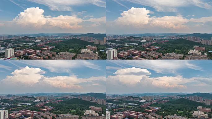 4k航拍延时山东建筑大学浓积云