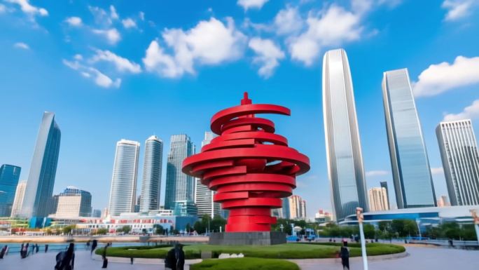 青岛市城市地标风景风光航拍ai素材原创4