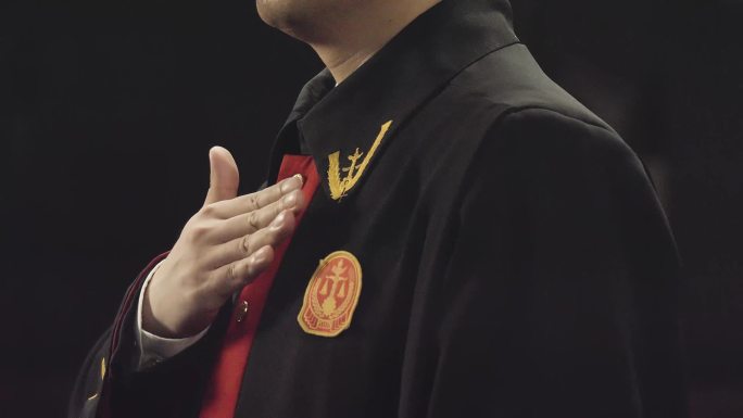 法院制服 徽审判宣誓 动作 庭审法锤落锤