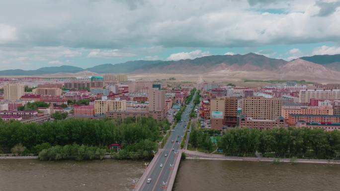 富蕴县城市景观航拍