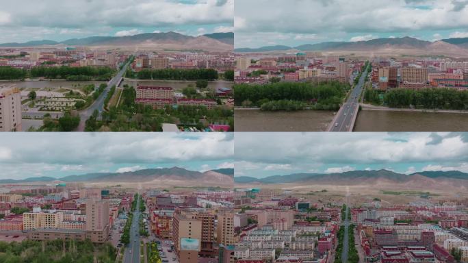 富蕴县城市景观航拍