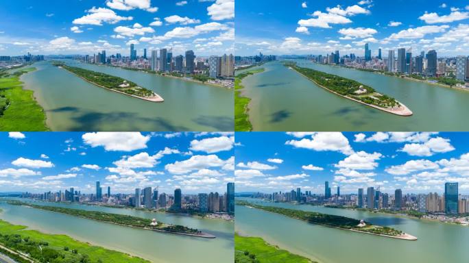 2025长沙橘子洲头城市蓝天白云延时