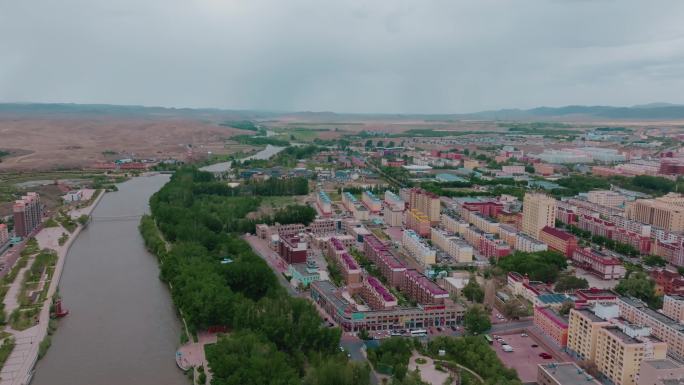 富蕴县城市景观航拍