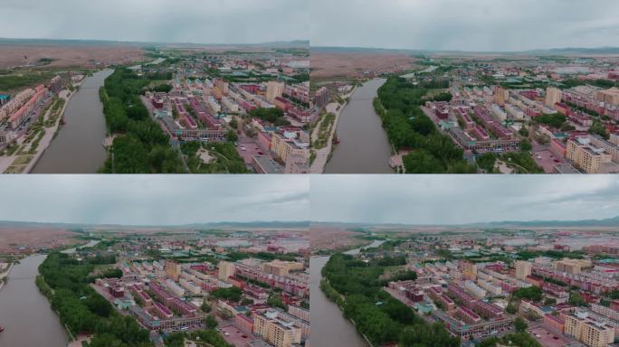 富蕴县城市景观航拍