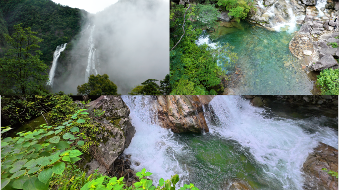 瀑布小溪流水山涧云雾