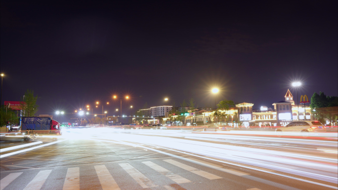 城市车流延时 西安夜景车水马龙