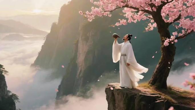 古人诗人李白乘舟醉酒 文人雅士泛舟离别