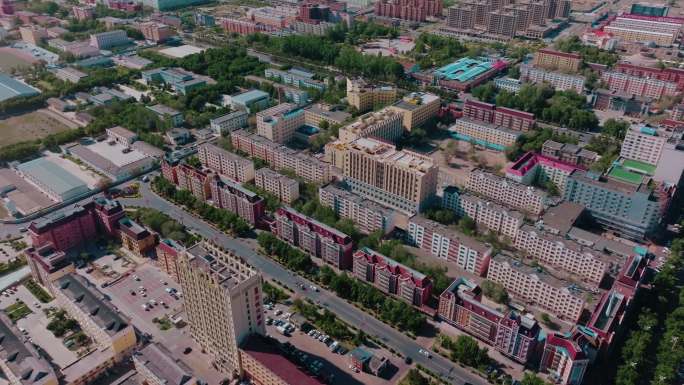 富蕴县城市景观航拍