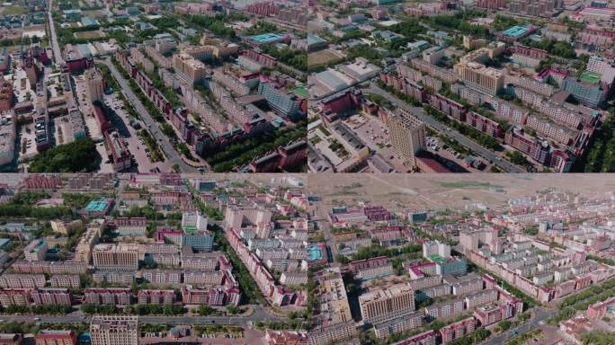 富蕴县城市景观航拍