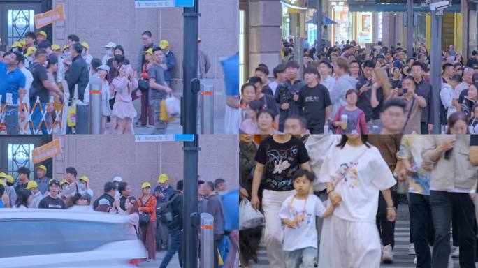 上海市外滩人山人海人流延时