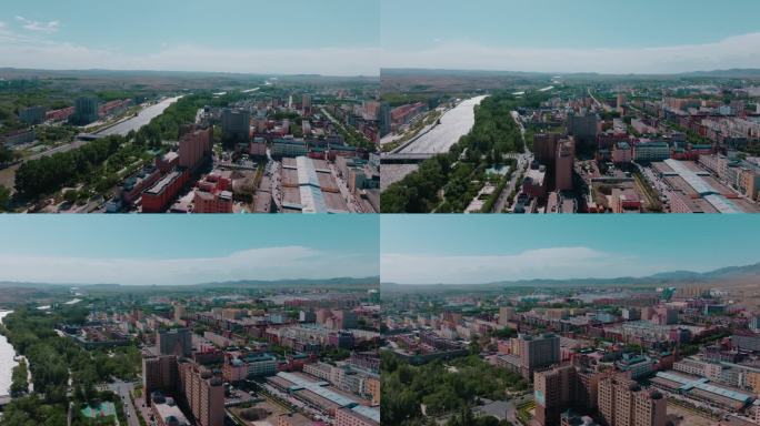 富蕴县城市景观航拍