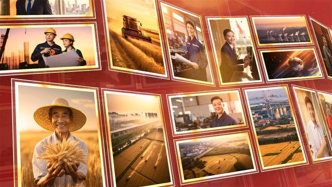 红色党政党建多图片照片墙汇聚展示