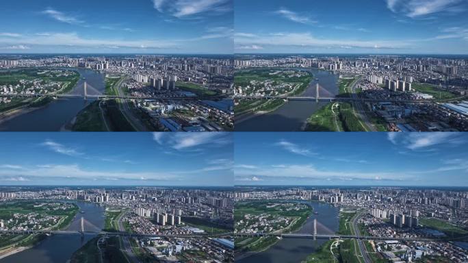 4K仙桃市城市大全景延时摄影02