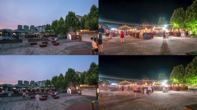 景德镇航拍延时夜景御窑景巷小吃夜宵夜生活