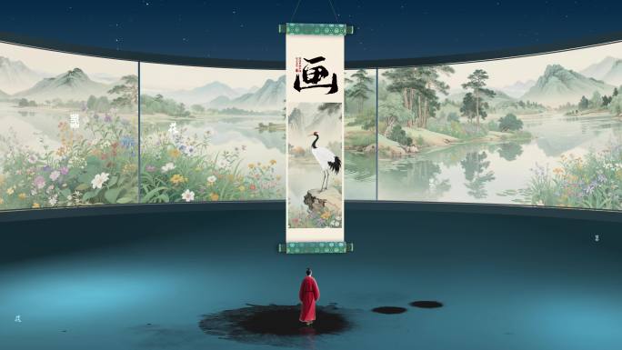 4K《画》古诗词朗诵背景视频