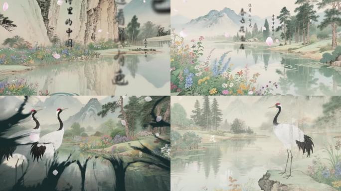 4K《画》古诗词朗诵背景视频