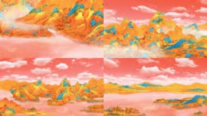 10K超宽屏千里江山图抠像朝霞第2版
