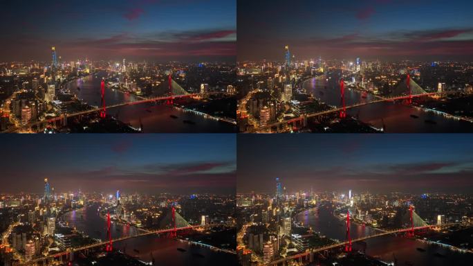 上海杨浦大桥陆家嘴夜景延时