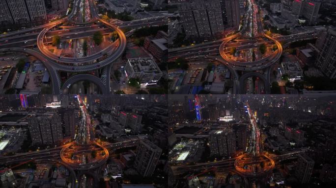 广州华南快速立交夜景航拍