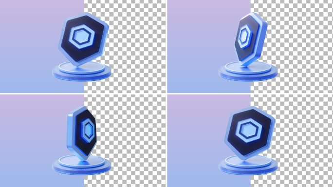 【4K】科技感盾牌标志展示（带通道循环）