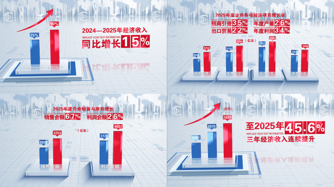 （无插件）简洁的立体商务柱状图表展示