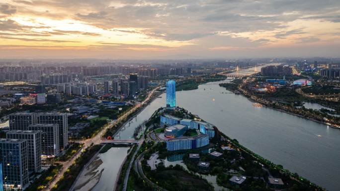 浐灞日落锦江国际环绕延时
