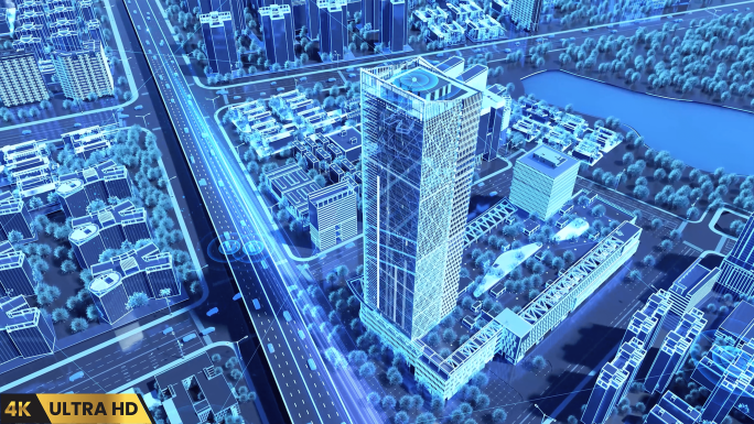 全息科技城市展现通信网络科技光线