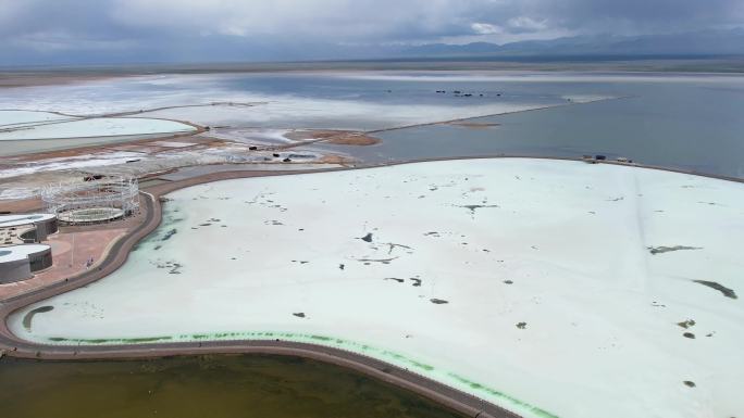 4K青海盐矿资源茶卡盐湖航拍视频