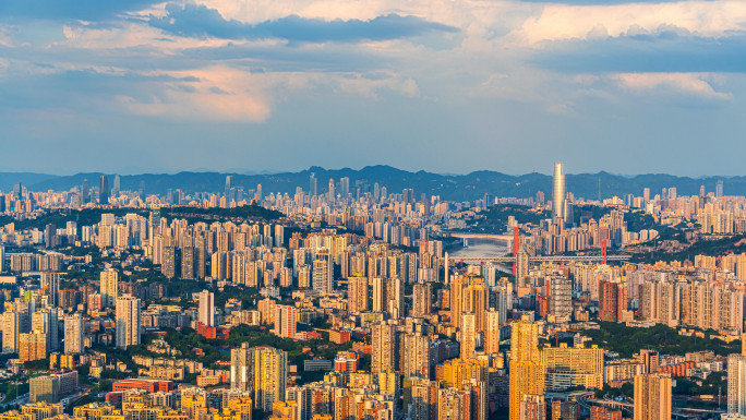 重庆歌乐山城市远景日转夜