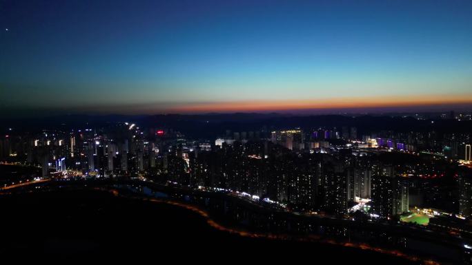 城市夜景4K航拍 湖南湘江新区 洋湖湿地