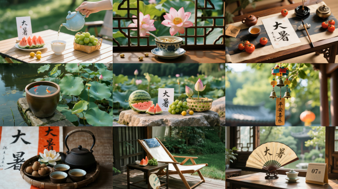 大暑节气惬意纳凉夏日慢生活空镜