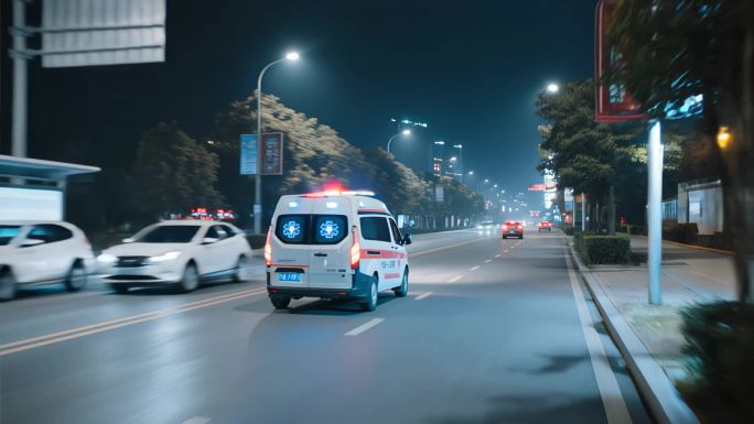 夜间城市救护车出动