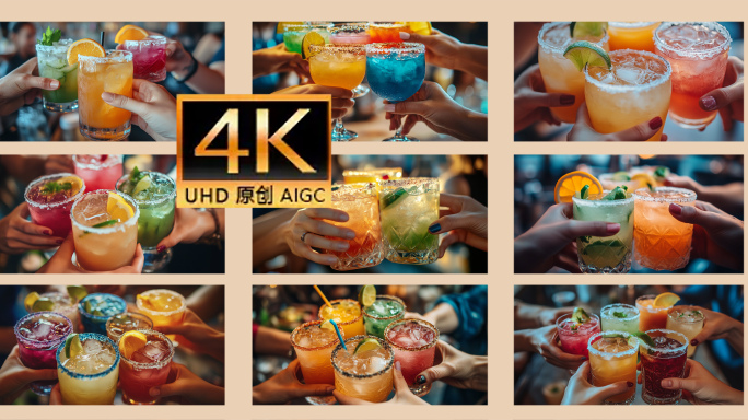 缤纷鸡尾酒聚会庆祝片头 创意特调饮品分享