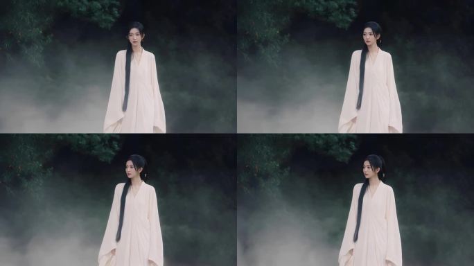 雾中白衣女子唯美意境