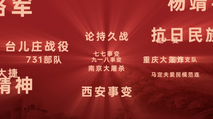 抗战胜利80周年文字汇聚片头