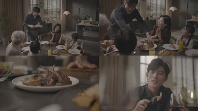 家人共享美食的温馨时刻