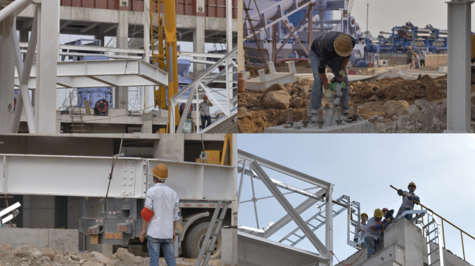 建筑工地辛勤工作劳动施工现场工程建设工人
