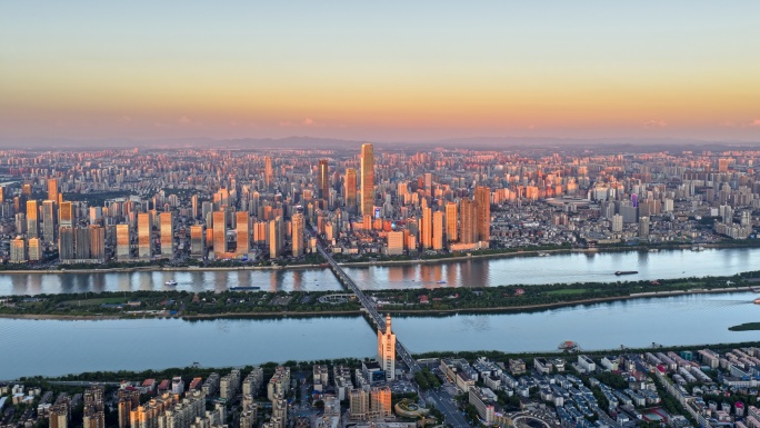 长沙金色时刻航拍延时