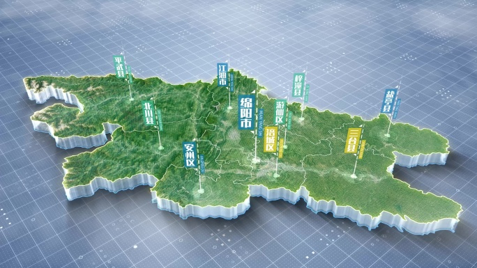 绵阳市地图区位标注分布地图