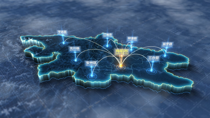 绵阳市地图辐射光线绵阳地图