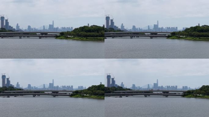 城市建筑与湖泊平安金融中心望深圳人才公园