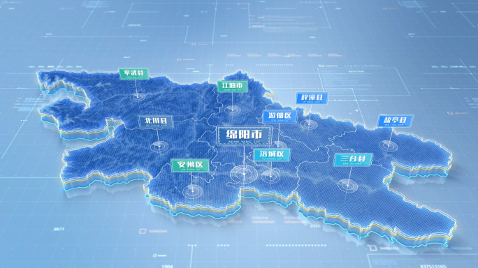 绵阳市地图科技简约地图绵阳地图