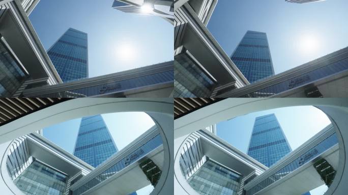 现代建筑群仰视视角 城市地标建筑景观