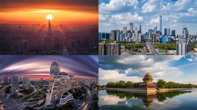 北京航拍城市地标建筑国贸CBD风光延时