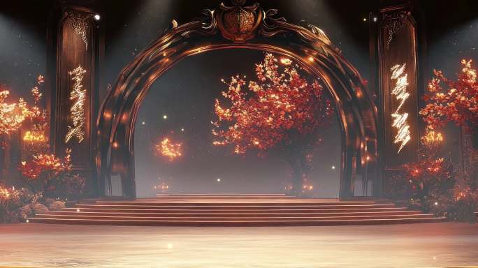 国风红色戏曲戏剧led背景