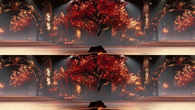 国风红色戏曲戏剧led背景