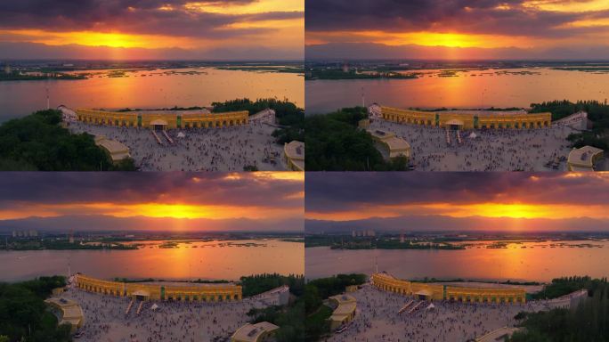宁夏银川阅海湾览山公园日落