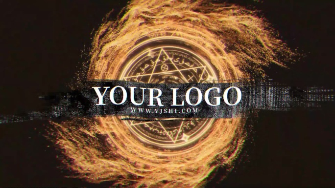 金色粒子旋涡魔阵传送门AE模版LOGO