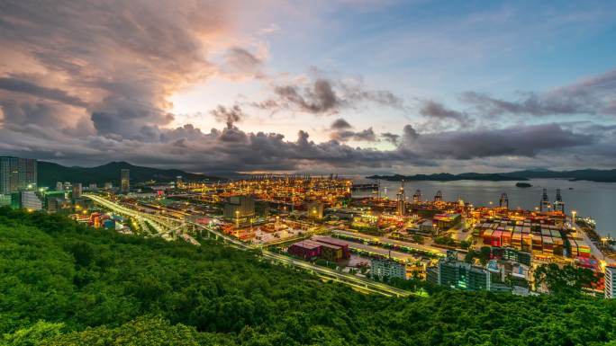 最新深圳盐田港日出4K延时