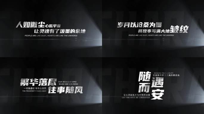 简洁黑白文字片头标题包装展示